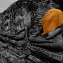 Buddha images at Wat Chai Wattanaram temple ruin in Ayutthaya